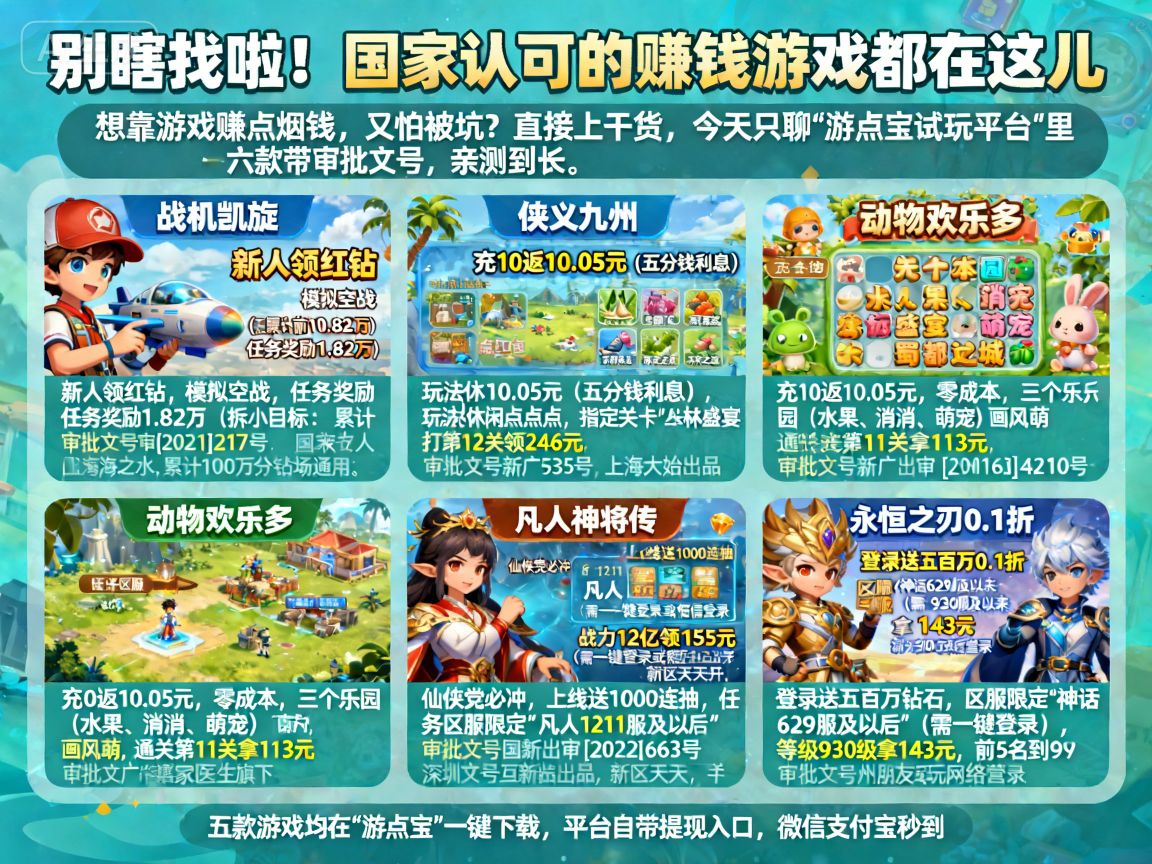 国家盖章认证！游点宝这5款游戏真能赚零花钱